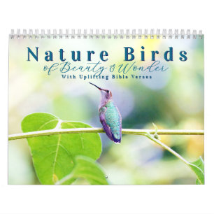 Calendário 2026 Natureza Pássaros com Escrituras Inspiradoras