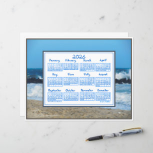 Calendário 2026 Ondas do Oceano Rochas da Praia Te