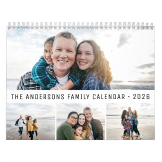 Calendário 2026 Personalizado Família Simples Minimalista