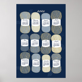 Calendário 2026 Poster Azul e Dourado