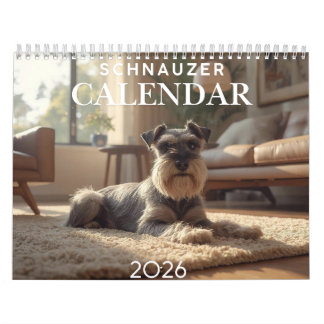 Calendário 2026 Schnauzer 12-Month Wall Calendar