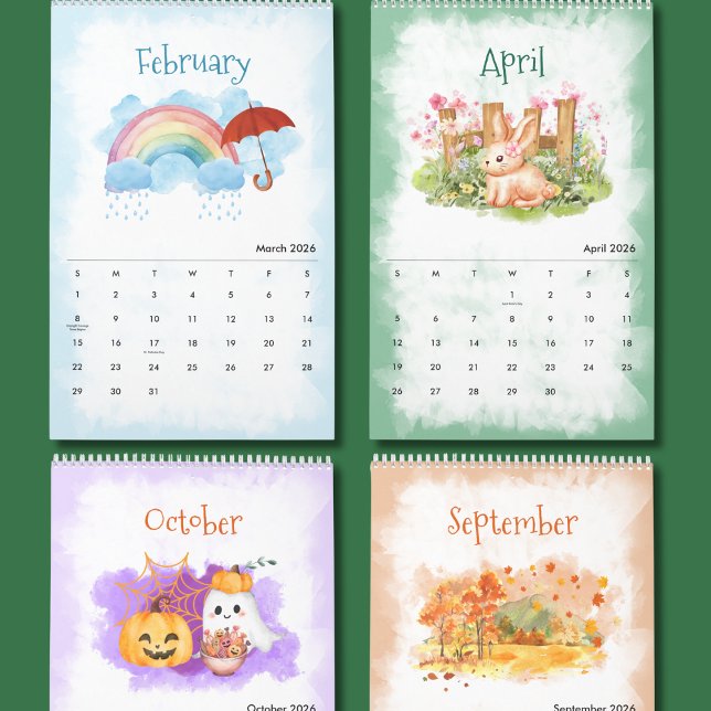 Calendário 2026 Seasons Watercolor Calendar (Criador carregado)