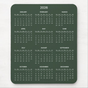 Calendário 2026 Simples Mas Elegante   Mousepad