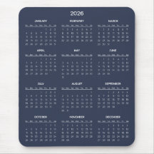 Calendário 2026 Simples Mas Elegante | Mousepad