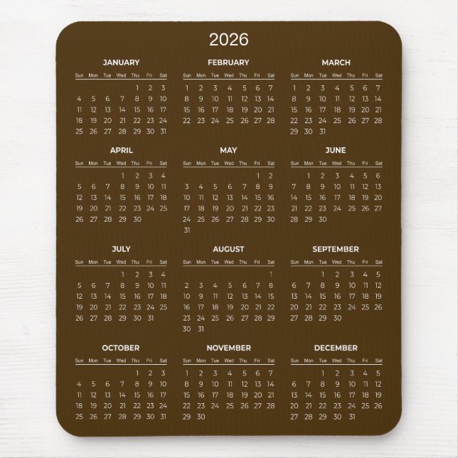 Calendário 2026 Simples Mas Elegante | Mousepad (Frente)
