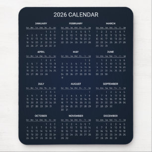 Calendário 2026 Simples Mas Elegante   Mousepad