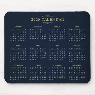 Calendário 2026 Simples Mas Elegante Mousepad