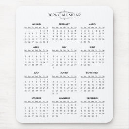 Calendário 2026 Simples Mas Elegante | Mousepad