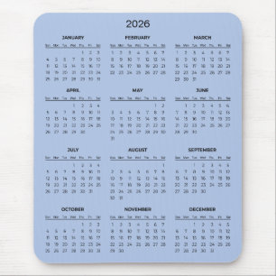 Calendário 2026 Simples Mas Elegante Mousepad