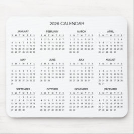 Calendário 2026 Simples Mas Elegante | Mousepad
