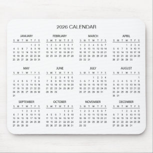 Calendário 2026 Simples Mas Elegante Mousepad