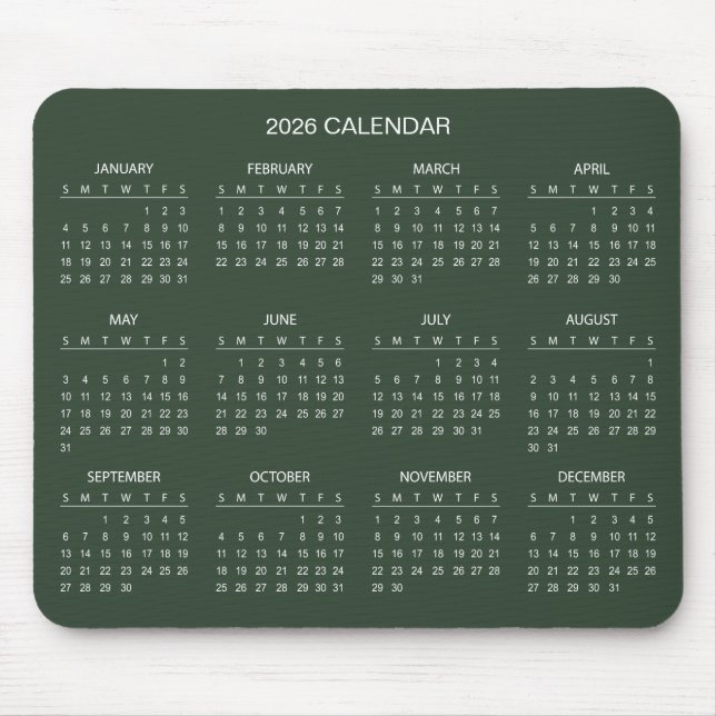 Calendário 2026 Simples Mas Elegante | Mousepad (Frente)