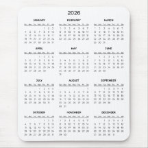 Calendário 2026 Simples Mas Elegante | Mousepad