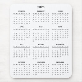 Calendário 2026 Simples Mas Elegante | Mousepad