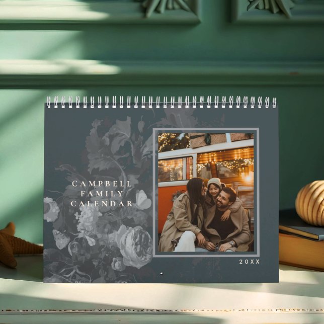 Calendário 2026 Sleek Stylish Floral Artistic Photopop (Criador carregado)