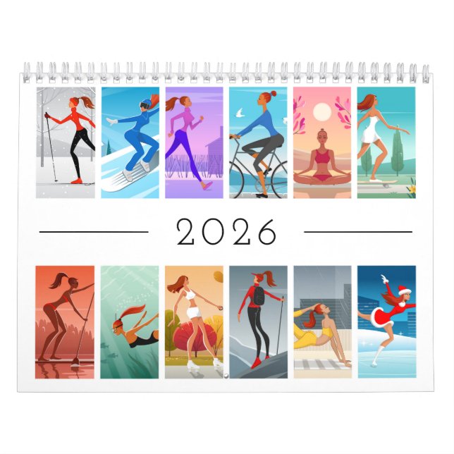 Calendário 2026 Sport Fitness Young Woman Girl Colorful (Capa)