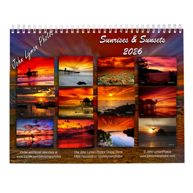 Calendário 2026 Sunrise & Sunsets Calendar (Verso)