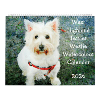 Calendário 2026 West Highland Terrier Dogs Westie Lover Gift