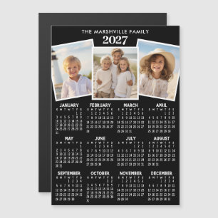 Calendário 2027 3 Fotos - Cartão Magnético Vista A