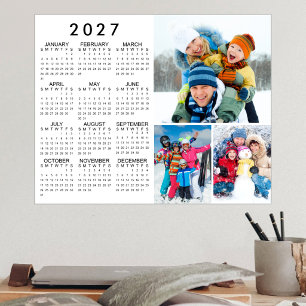 Calendário 2027 3 Fotos Poster Simples