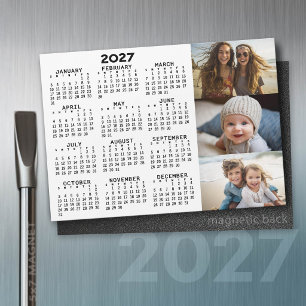 Calendário 2027 3 Fotos Preto Branco Ímã Minimalis