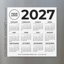 Calendário 2027 Básico Simples Moderno Logotipo Em
