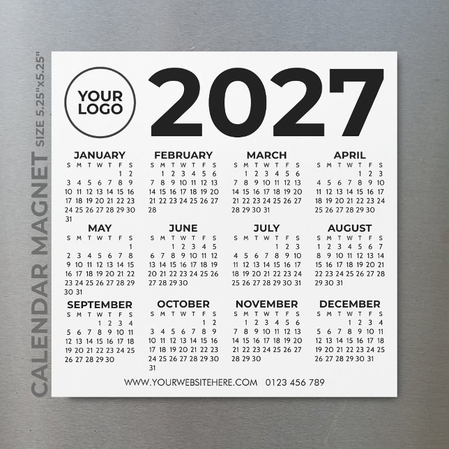 Calendário 2027 Básico Simples Moderno Logotipo Em (Criador carregado)