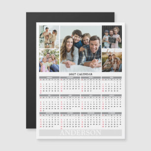 Calendário 2027 - Cartão de Ímã com Fotos de Famíl