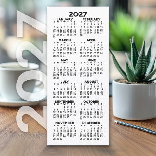 Calendário 2027 - Cartão Minimalista Moderno
