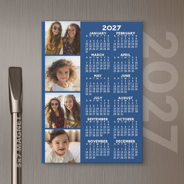 Calendário 2027 com cartão magnético de colagem de (2027 Calendar)