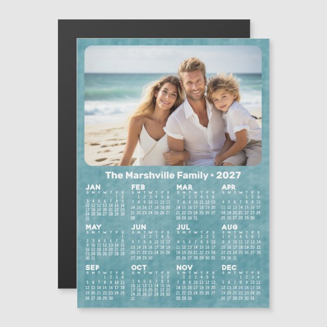 Calendário 2027 com Cartão Magnético de Texto Pers (Frente/Verso)