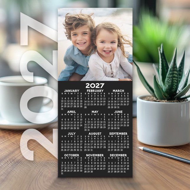Calendário 2027 com Cartão Minimalista Moderno e F (2027 Calendar on Cardstock Greeting Card)