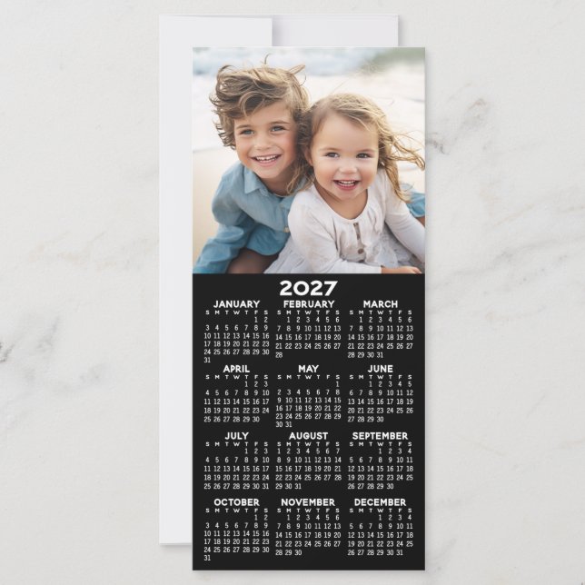 Calendário 2027 com Cartão Minimalista Moderno e F (Frente)