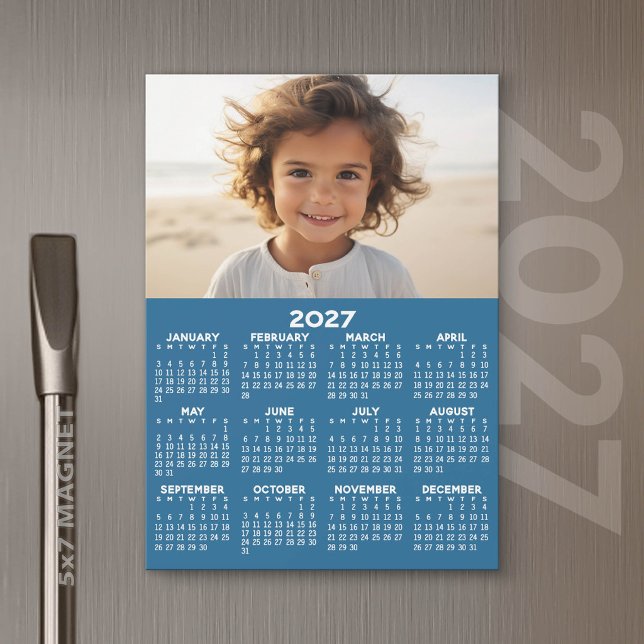 Calendário 2027 com Foto - Cartão Magnético Anual (2027 Calendar Magnet)
