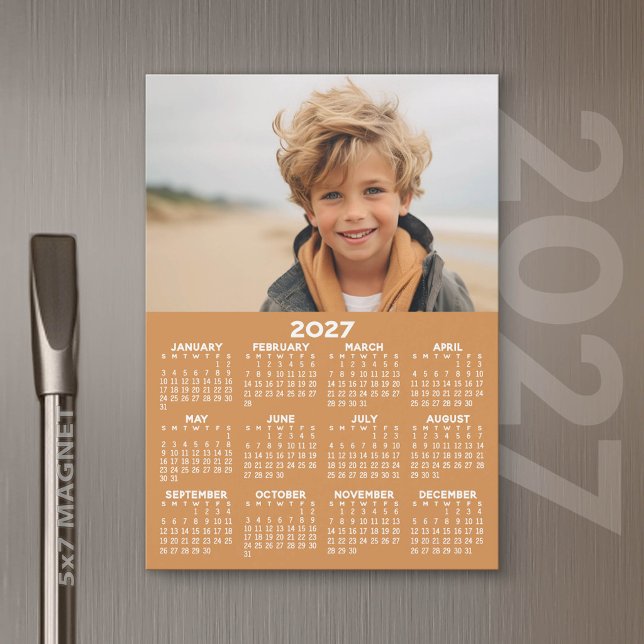 Calendário 2027 com Foto - Cartão Magnético de Ano (2027 Calendar Magnet)