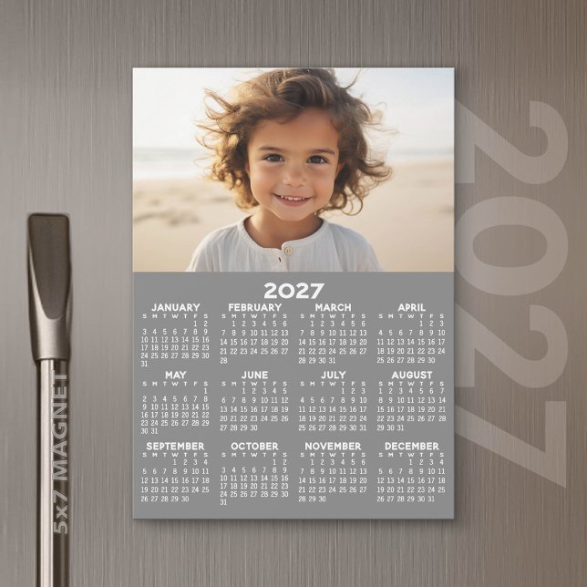 Calendário 2027 com Foto - Cartão Magnético de Ano (2027 Calendar)