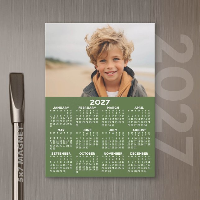 Calendário 2027 com Foto - Cartão Magnético para o (2027 Calendar Magnet)