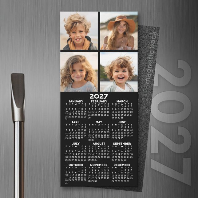 Calendário 2027 com Ímã Minimalista Moderno e Foto (2027 Magnet Calendar)