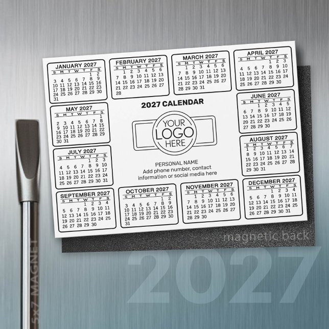 Calendário 2027 com logotipo Informações de Contat (2027 Calendar)