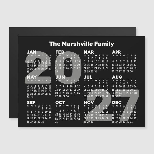 Calendário 2027 com Texto Extra - Cartão Magnético (Frente/Verso)