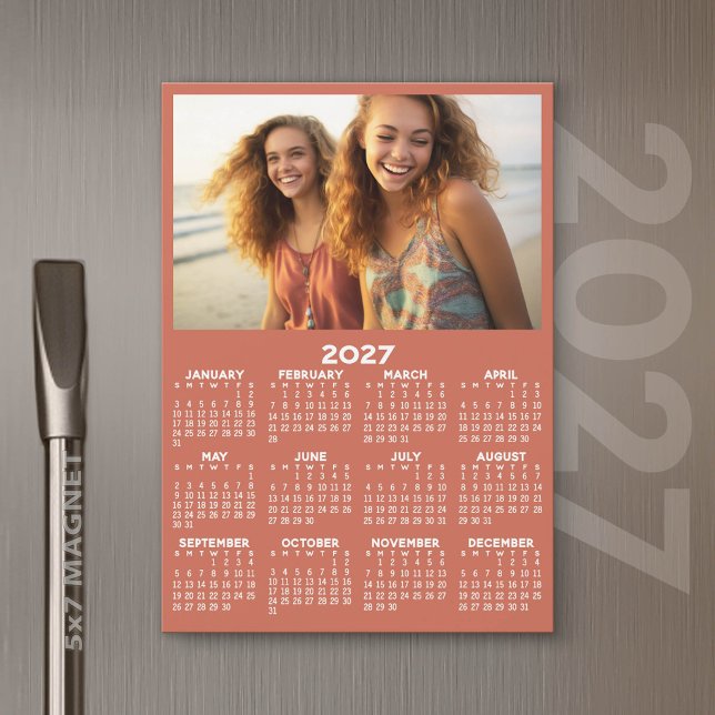 Calendário 2027 com Visão Anual de Foto Ímã Modern (2027 Calendar)