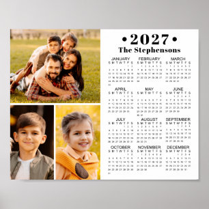 Calendário 2027 de 3 Fotos Colagem Poster Personal