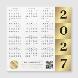 Calendário 2027 Dourado Logotipo Empresarial Códig
