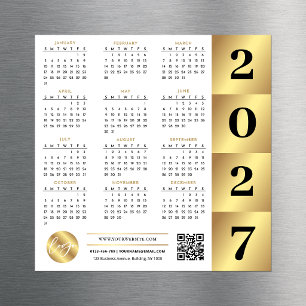 Calendário 2027 Dourado Logotipo Empresarial Códig