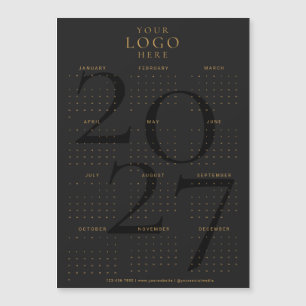 Calendário 2027 Empresarial Logo Preto Dourado Ímã