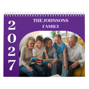 Calendário 2027 Família de Fotos Personalizadas Simples Moder