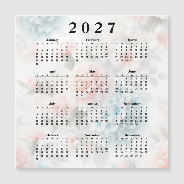 Calendário 2027 Flores (Frente)