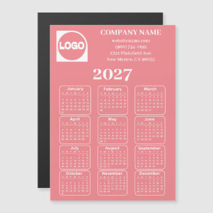Calendário 2027 Ímã com Nome e Logotipo Personaliz