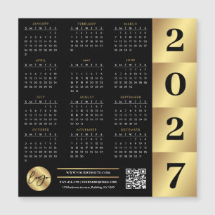Calendário 2027 Logo Empresarial Código QR Preto e