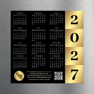 Calendário 2027 Logo Empresarial Código QR Preto e